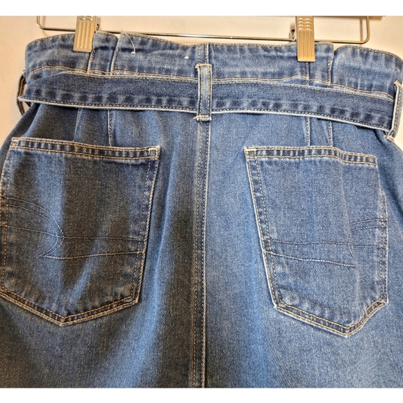American Eagle Womens Denim Mini Skirt Blue Size 6 Paperbag Waist Buttoned Tie - Picture 5 of 10